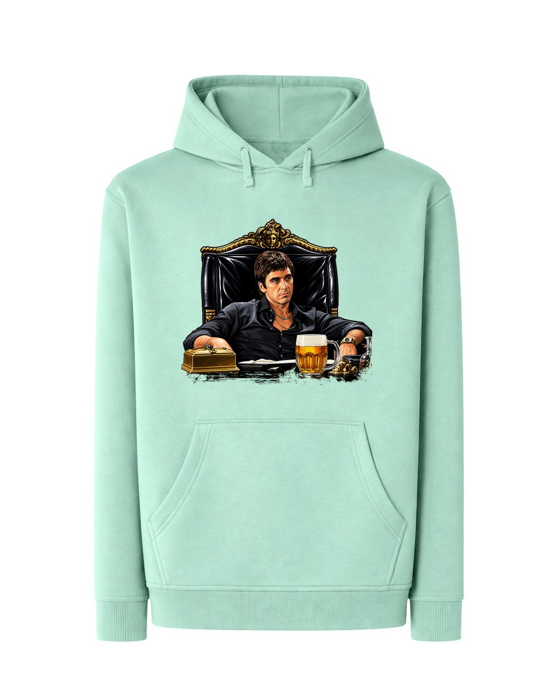 Beerface – hoodie – Mátově zelená